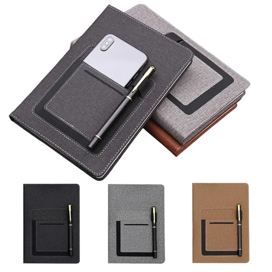 A5 PU Business Notebook Phone Pocket Card Slot