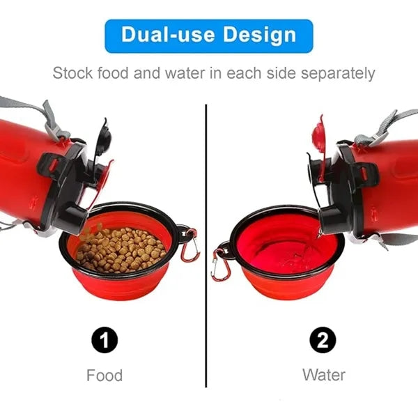 Oz 2 in 1 Dog Travel Water Bottle Collapsible Bowls