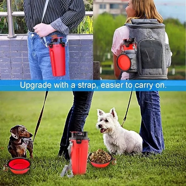 Oz 2 in 1 Dog Travel Water Bottle Collapsible Bowls