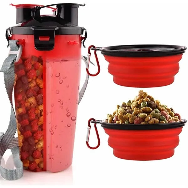 Oz 2 in 1 Dog Travel Water Bottle Collapsible Bowls
