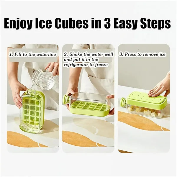 In 1 Ice Cube Water Bottle with Straw Easy Press Tray