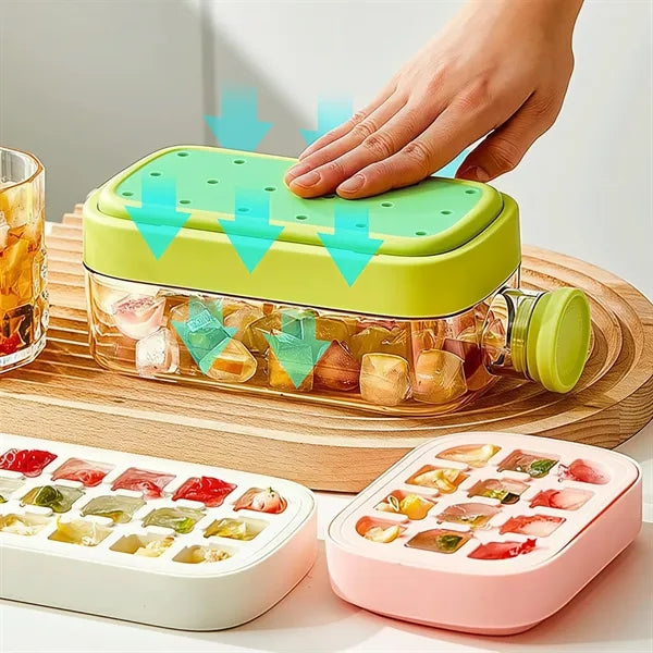 In 1 Ice Cube Water Bottle with Straw Easy Press Tray