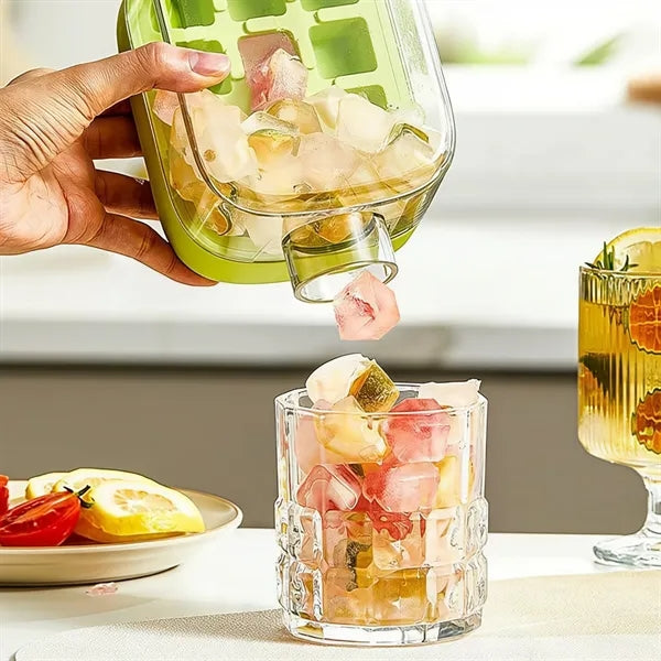 In 1 Ice Cube Water Bottle with Straw Easy Press Tray