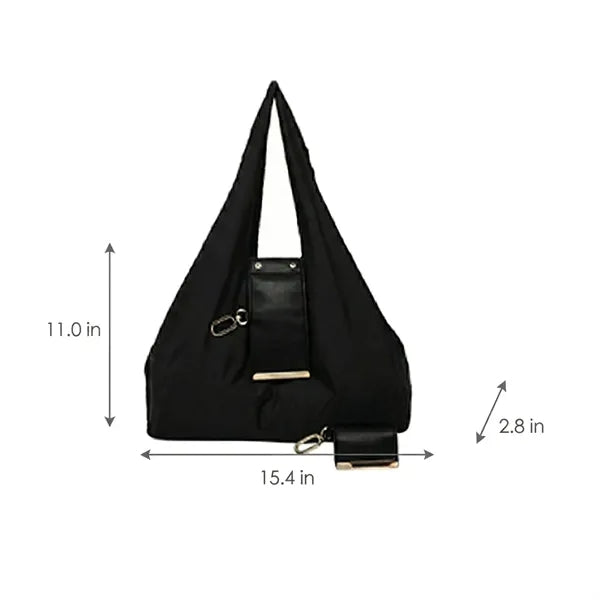 Foldable Nylon Shopping Bag With PU Leather Pouch