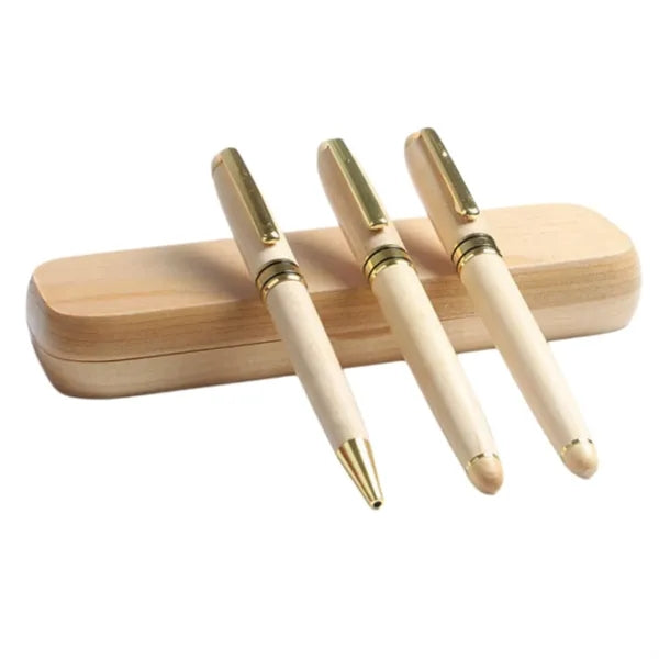 Maple Wood Case and Pens