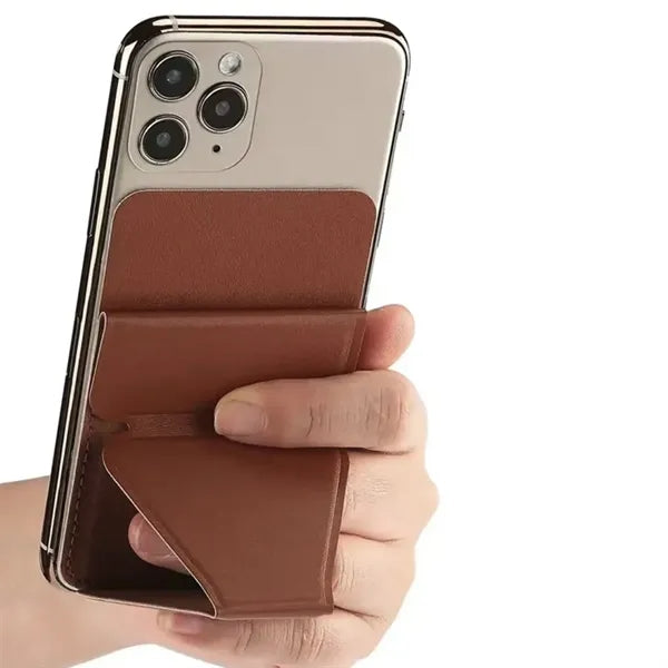 PU Leather Magnetic Wallet Holder w/ Phone Stand