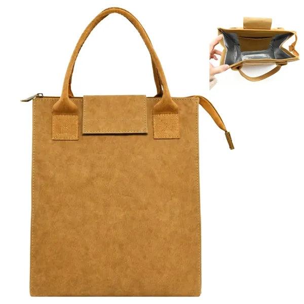 Washable Kraft Paper Insulated Lunch Tote Bag