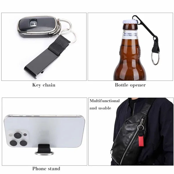 Mobile phone holder bottle opener metal keychain