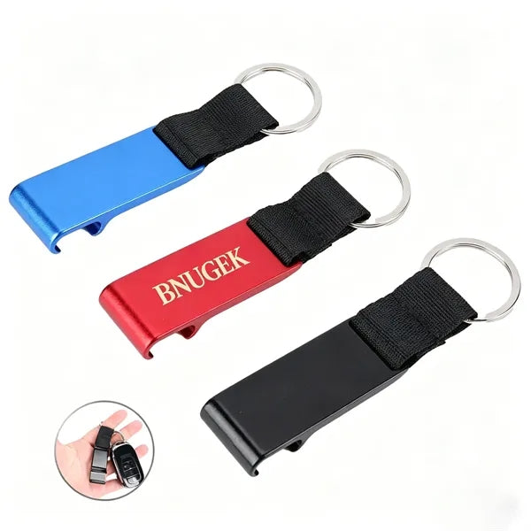 Mobile phone holder bottle opener metal keychain