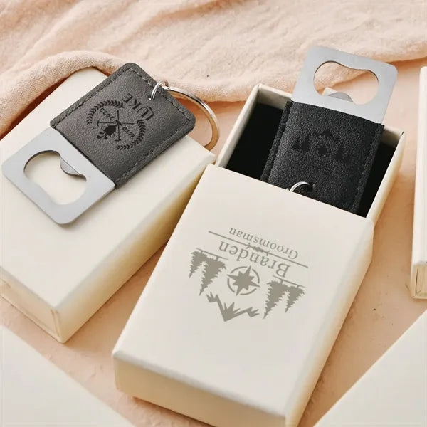 Leather bottle opener