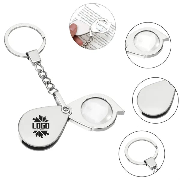 Zinc Alloy 20X Folding Magnifier Keychain