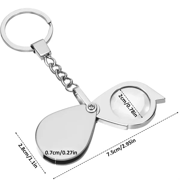 Zinc Alloy 20X Folding Magnifier Keychain