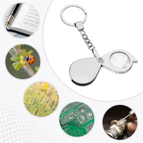 Zinc Alloy 20X Folding Magnifier Keychain