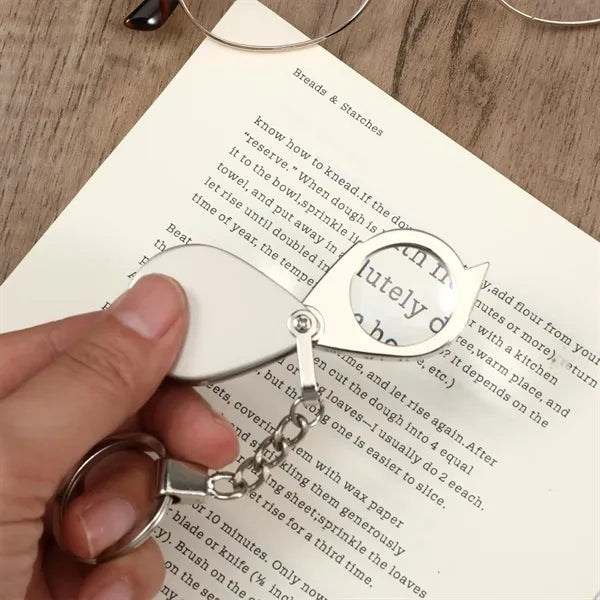Zinc Alloy 20X Folding Magnifier Keychain