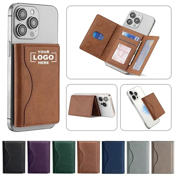MagSafe PU Leather Phone Wallet Magnetic Card Holder
