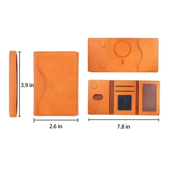 MagSafe PU Leather Phone Wallet Magnetic Card Holder