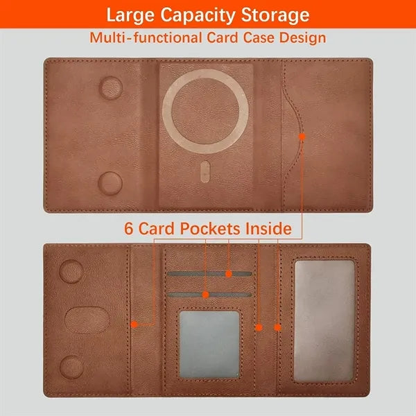 MagSafe PU Leather Phone Wallet Magnetic Card Holder