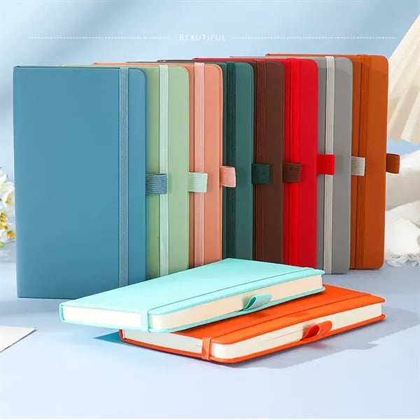 PU Leather Hardcover Notebook With Pen Loop 7" x 4"