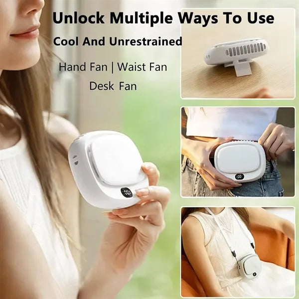 USB Rechargeable Hands-Free Hanging Wearable Neck Fan