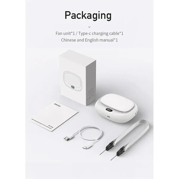 USB Rechargeable Hands-Free Hanging Wearable Neck Fan