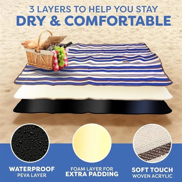 60" x 60" Waterproof Dual Layer Foldable Picnic Blanket