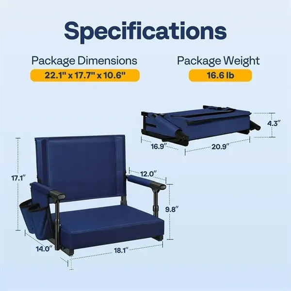 Foldable Stadium Seat Cushion with Cup Holder Shoulder Strap