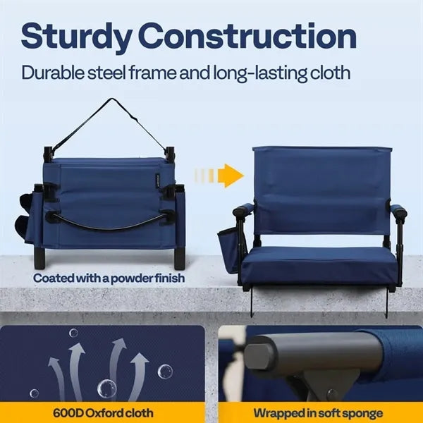 Foldable Stadium Seat Cushion with Cup Holder Shoulder Strap