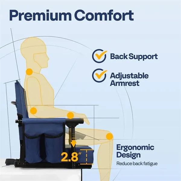 Foldable Stadium Seat Cushion with Cup Holder Shoulder Strap