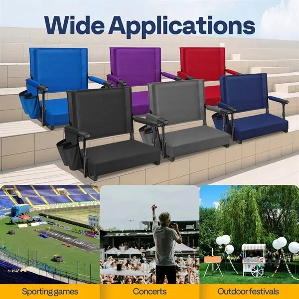 Foldable Stadium Seat Cushion with Cup Holder Shoulder Strap