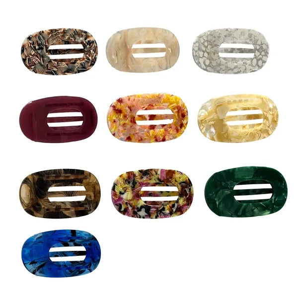 New Fashion Colorful 2.95Inch Small Oval Acetate Hair Clip