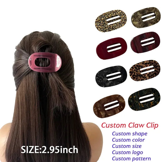 New Fashion Colorful 2.95Inch Small Oval Acetate Hair Clip