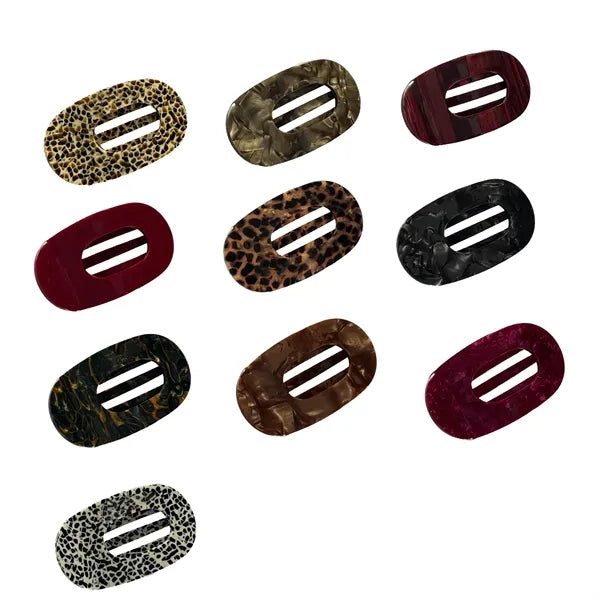New Fashion Colorful 2.95Inch Small Oval Acetate Hair Clip