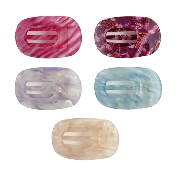 Spring Summer Colorful 2.95Inch Small Oval Acetate Hair Clip