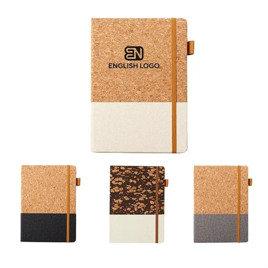 Eco-Friendly Patchwork Cork & Wheat Straw Faux Leather Noteb