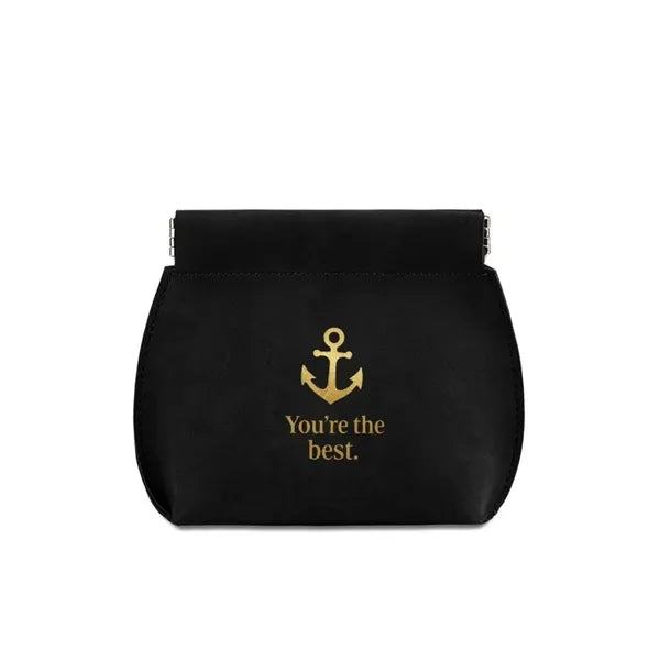 Logo Soft PU Leather Spring Snap Mini Storage Pouch