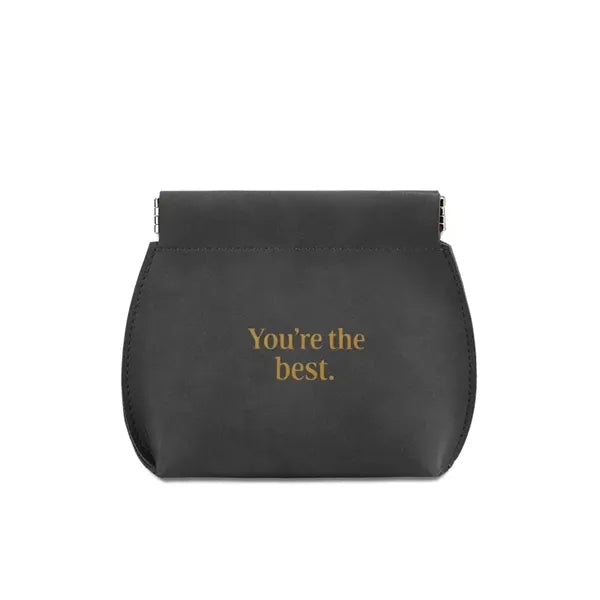 Logo Soft PU Leather Spring Snap Mini Storage Pouch
