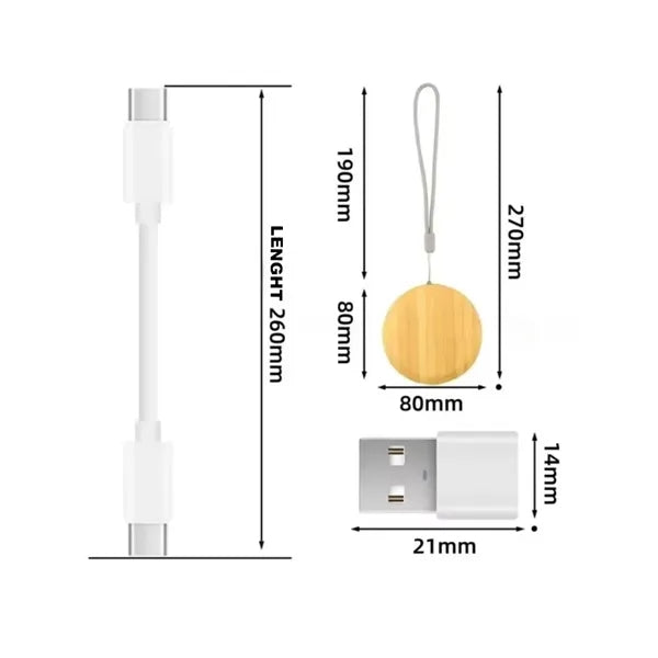 Logo 5 in 1 Multifunctional Bamboo Charging Cable Set