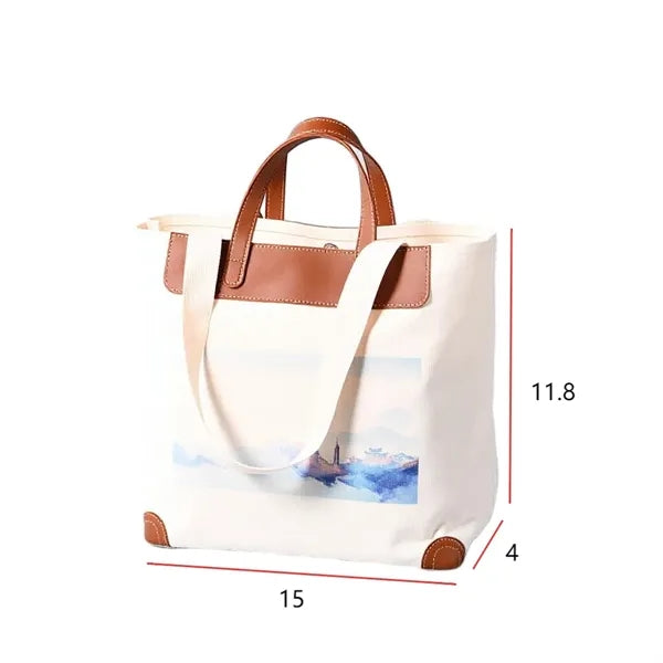 Canvas Tote Bag Large Capacity Shoulder Logo
