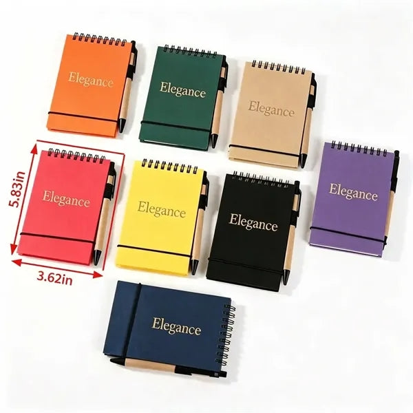 Mini Spiral Coil Notepad with Pen, Customizable Logo