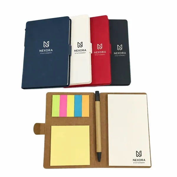 Kraft Cover Sticky Note Notebook with Pen Holder Custom Logo