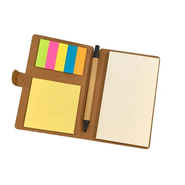 Kraft Cover Sticky Note Notebook with Pen Holder Custom Logo