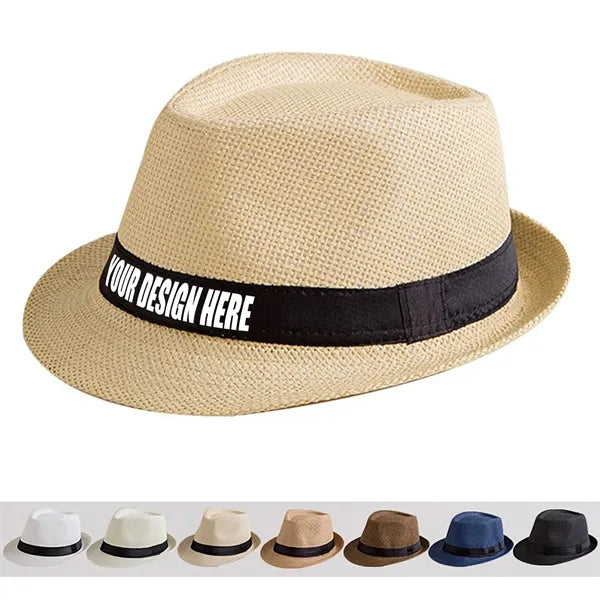 Classic Straw Fedora Hat