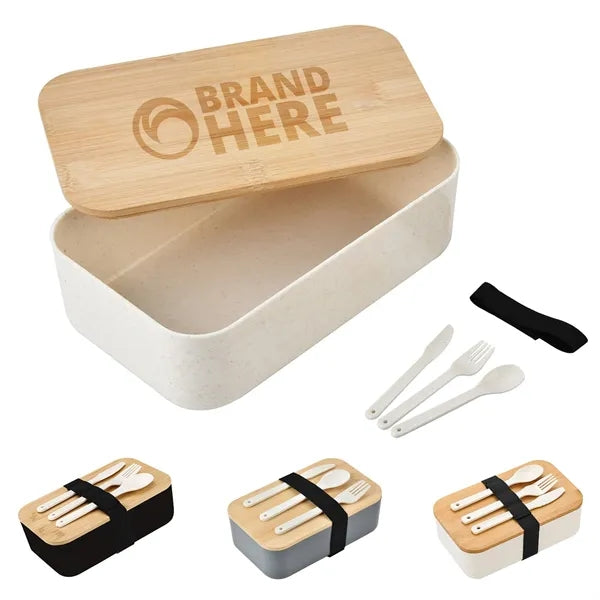 Wheat Straw Bento Lunch Box with Bamboo Lid