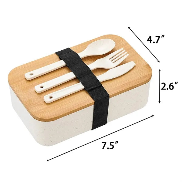 Wheat Straw Bento Lunch Box with Bamboo Lid