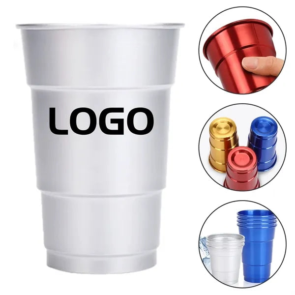 Stackable 16 oz. Aluminum Party Tumbler with Rolled Rim