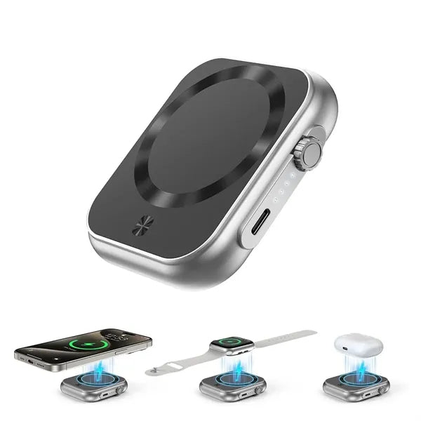 Mini 3 In 1 Wireless Charger Power Bank Portable Slim