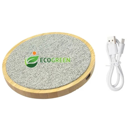 15W Round Bamboo Wireless Charger