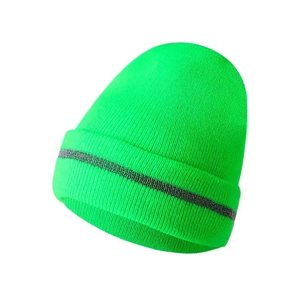 Fluorescent Double-Layer Knit Beanie for Outdoor Winter Safe