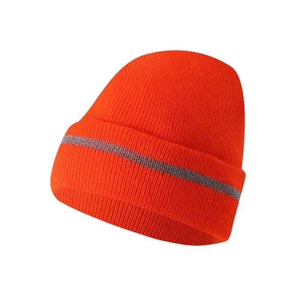 Fluorescent Double-Layer Knit Beanie for Outdoor Winter Safe