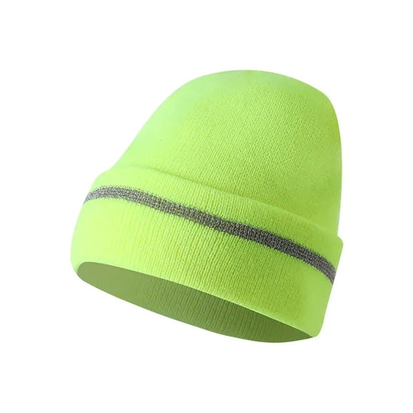 Fluorescent Double-Layer Knit Beanie for Outdoor Winter Safe